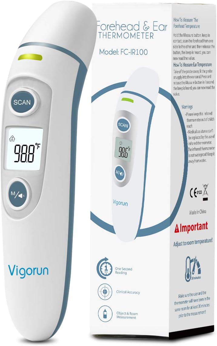 【New Version】Vigorun Medical Forehead and Ear Thermometer, Digital Infrared Temporal Thermometer for Fever, Instant Accurate Reading for Baby Kids and Adults