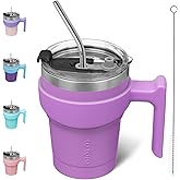 BJPKPK 10 oz Tumbler With Handle Insulated Tumbler With Lid And Straw Stainless Steel Travel Mug Coffee Cups,Lavender