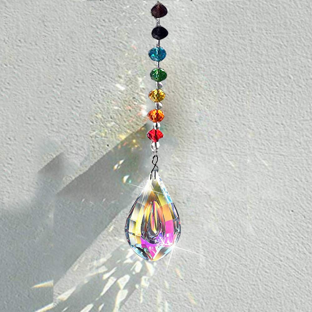 SunAngel Colorful Jewelry Crystals Pendants &Chandelier Prisms Hanging Ornament Prisms Rainbow Crystal Pendants (AB Color Pendant with Chain) - Image 4