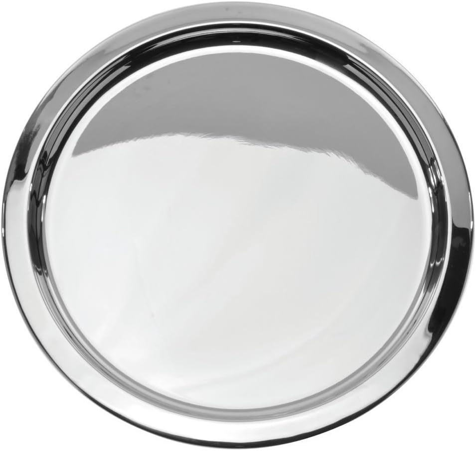 Silver Serving Tray Round Stainless Steel 16"Dia x 3/4"H