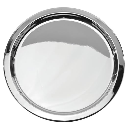 Silver Serving Tray Round Stainless Steel 20"Dia x 3/4"H