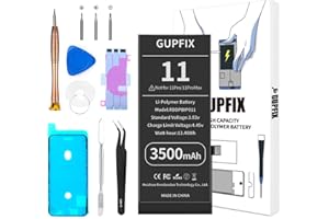 GUPFIX Battery for iPhone 11, 3500mAh High Capacity Li-Polymer Rechargeable Battery Replacement for iPhone 11 with Full Remove Tool Kit and Adhesive