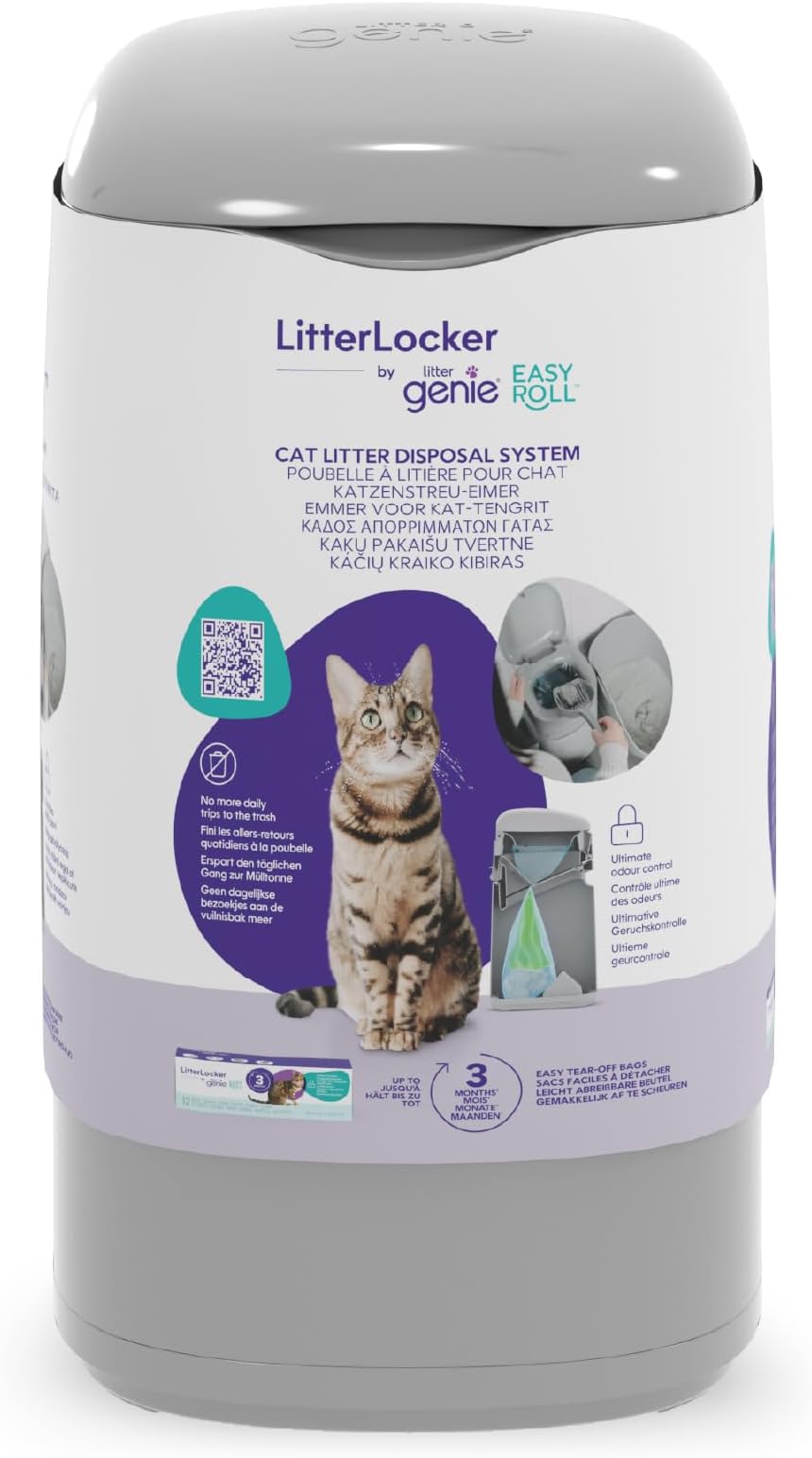 Litter Genie Easy Roll LitterLocker Bin with Tear-Off Bags, Large Opening