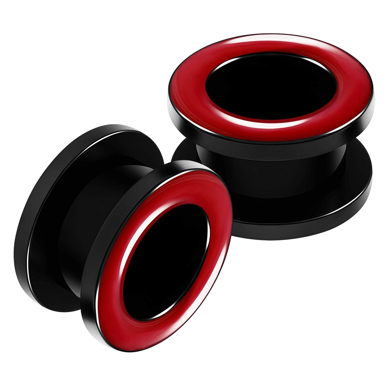 BanaVega 2pcs Acrylic Ear Stretcher Black Red Acrylic Acrylic Metal, Acrylic, Metal