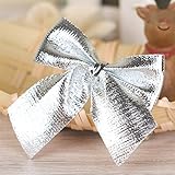 WOVJ 1Sheet 12PCS Small Bow Christmas Decoration Christmas tree Ornaments (SILVER)