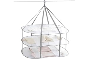 3 Tier Folding Mesh Clothes Drying Rack, Portable Clothes Hanging Dryer, Foldable Sweater Drying Basket, Hanging Laundry Rack
