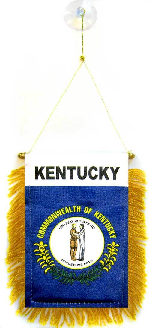 AZ FLAG - Kentucky Mini Banner - 6'' x 4'' - 100% Polyester US state of Kentucky Small Pennant for Car - Double-sided Flag with Suction Cup Hanger