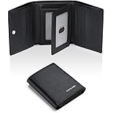 VANNANBA Men's Leather Trifold Wallet with Folded ID Windows,12 Card Slots & 2 Note pockets(Cross Black)