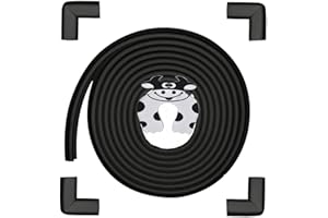 GLOVAL BABY Baby Proofing Edge and Corner Guards, Safety Furniture Bumper with 3M Double-Sided Tape,16.40ft Edge + 4 Pre-Taped Corners Baby Corner Protector for Fireplace, Table, Stair, Cabinet(Black)