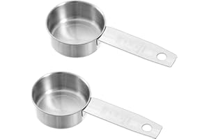 2 Pcs 1/8 Cup (30ml, 1oz) Measuring Cup, Stainless Steel Measuring Scoop Coffee Scoops Small Metal Measure Cups Tablespoon fo