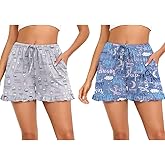 SWOMOG Women's Pajama Shorts Comfy Lounge Bottoms Drawstring Sleep Shorts Casual Pj Boxer with Pockets 1 Pack/2Pack