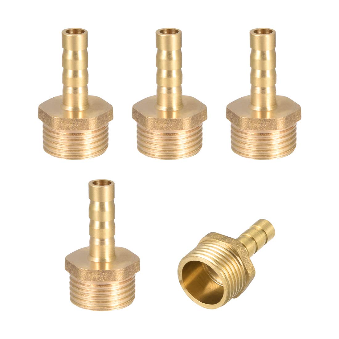 sourcing map Brass Hose Barb Fitting,Connector,6mm Barb x G3/8 Male Pipe Adapter,5pcs