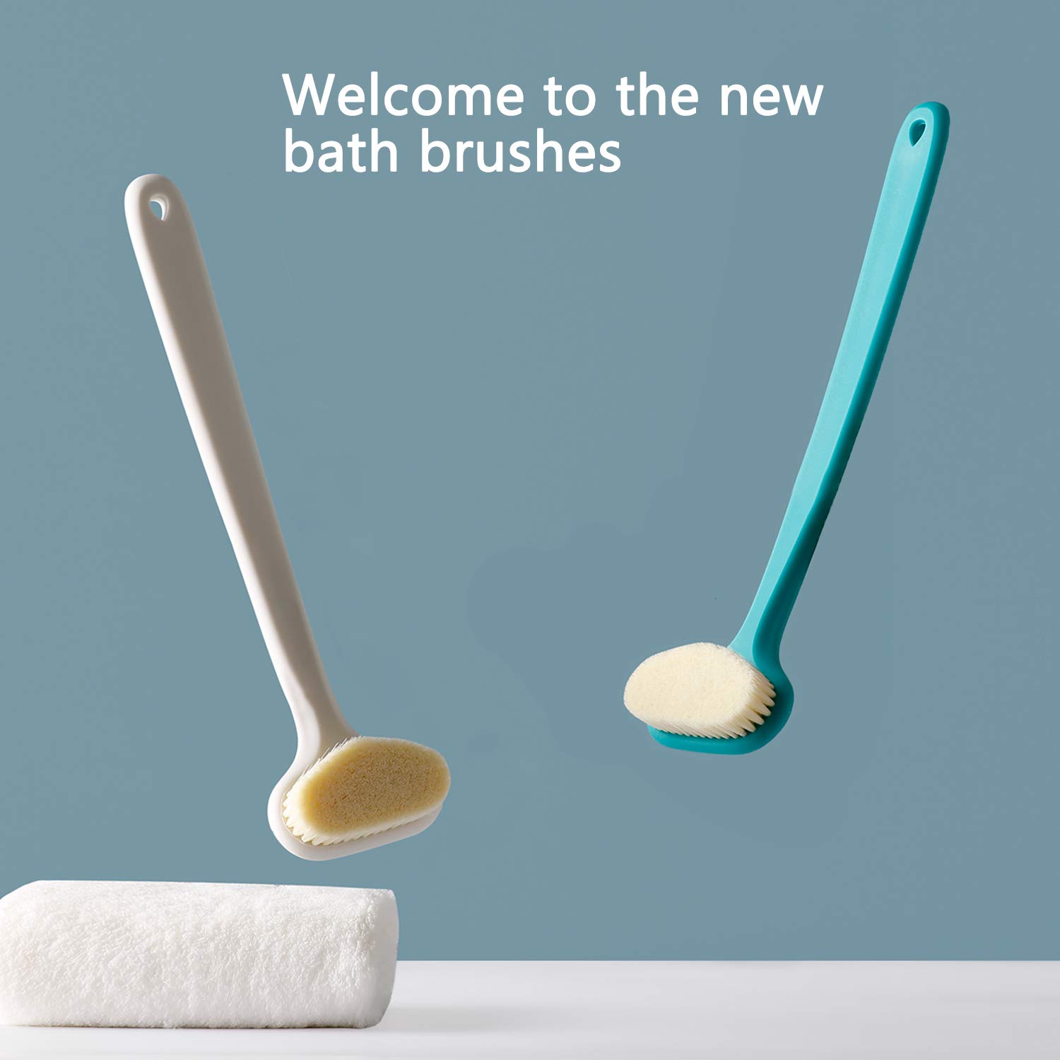 Bath Body Brush with Comfy Bristles Long Handle Gentle Exfoliation Improve Skin's Health and Beauty Wet or Dry Brushing Back Scrubber for Shower (White) : Beauty