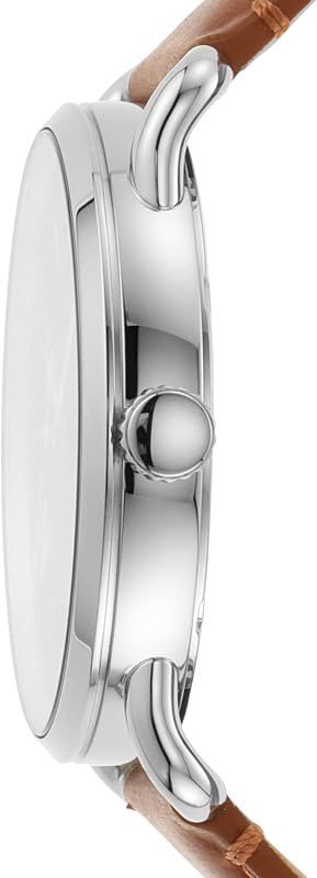 Montre pour homme Copeland 42mm, mouvement à quartz, boîtier en acier inoxydable argenté de 42mm avec bracelet en cuir, FS5661