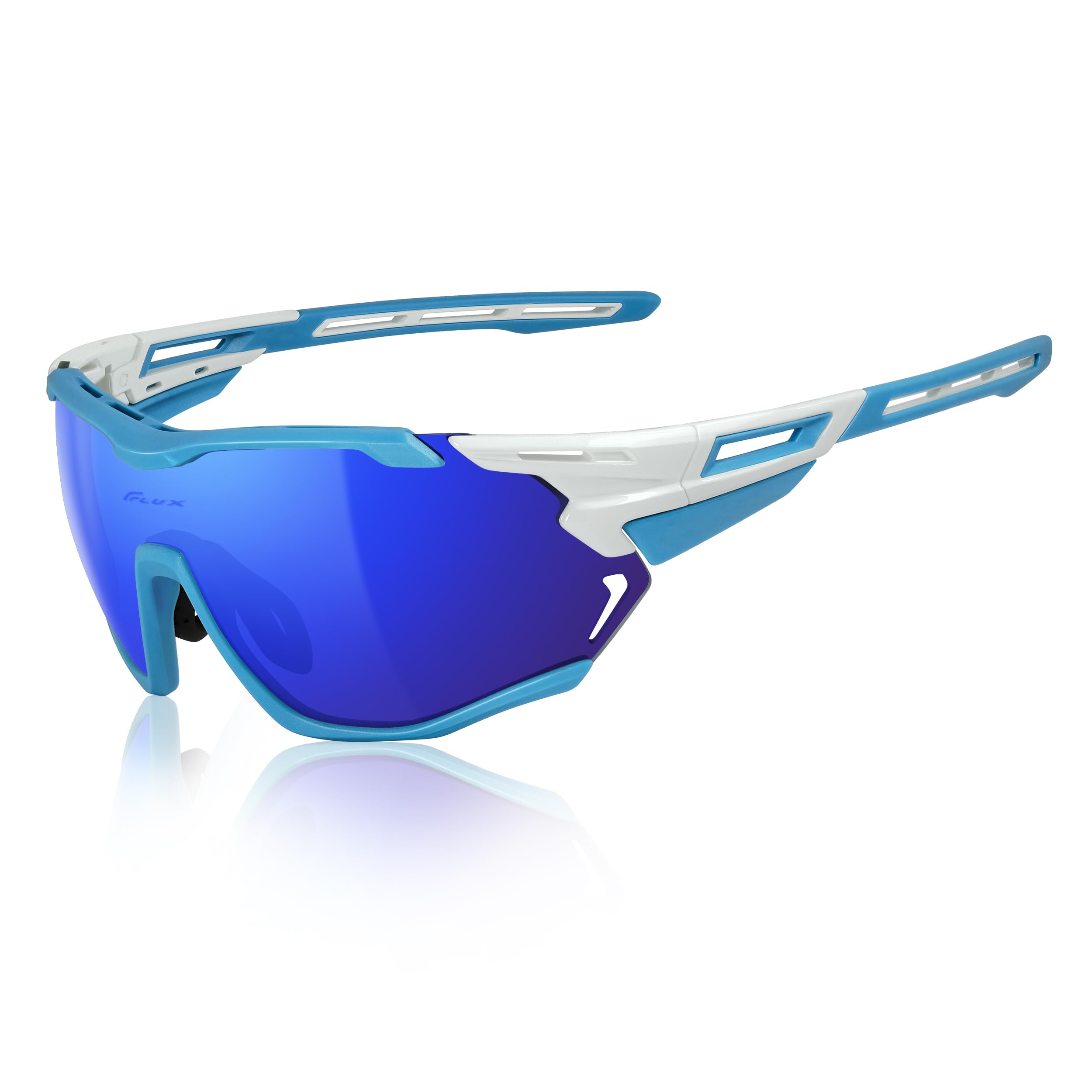 ICECUBE VENTURA High-Performance Sunglasses: Anti-Fog PC Lenses, Ventilated TR90 Frame, 100% UV Protection, Ideal for Sports and Cycling (White/Blue)