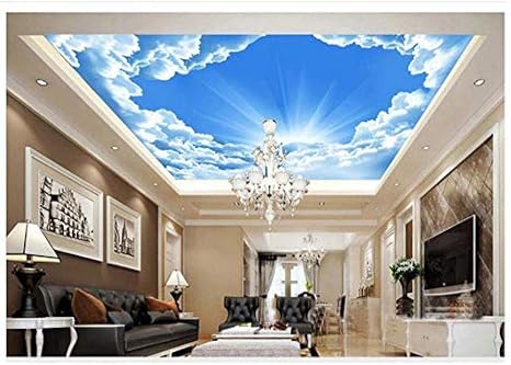 Amazon Djskhf 天井フレスコ3dカスタマイズされた壁紙青空白い雲太陽リビングルーム天井絵画空天井壁紙hd家の装飾 400x280cm 壁紙