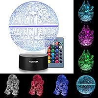 3D Illusion Star Wars Night Light, Three Pattern and 7 Color Change Decor Lamp - Perfect Gifts for Kids and Star Wars Fans