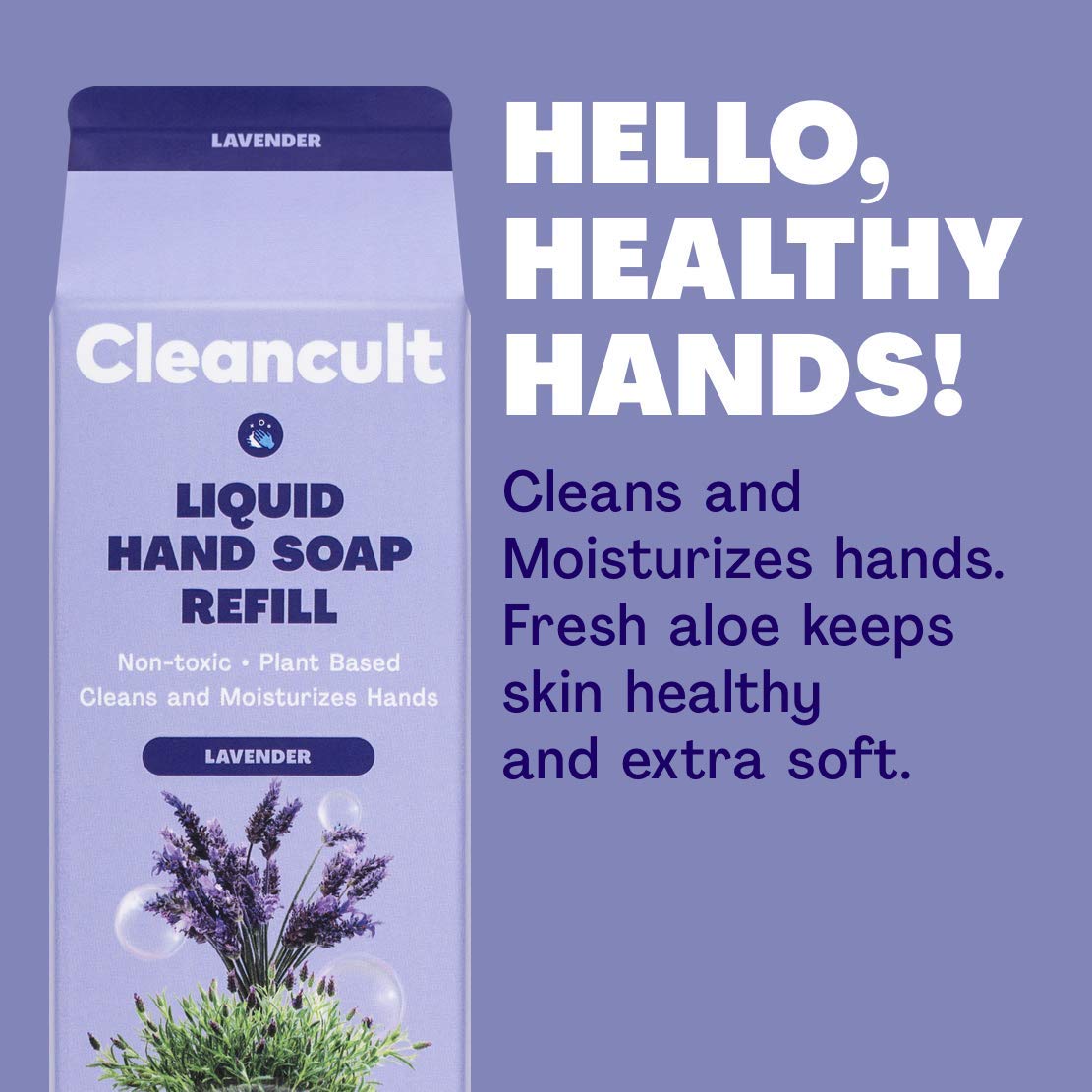 cleancult Liquid Hand Soap Refill | Biodegradable Eco Friendly Non Toxic Moisturizing Sensitive Skin Safe Natural Ingredient Reduced Waste Package, Lavender Scent, 16 oz Carton, 3 Pack: Beauty
