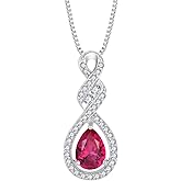 Aprila Women Infinity Necklace 925 Sterling Silver Twist Teardrop Birthstone Pendant with Chain 5A Cubic Zirconia Jewelry for Her