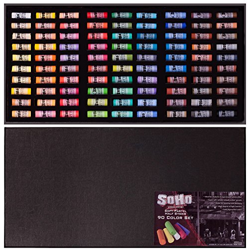 SoHo Urban Artist Soft Pastel Half Stick Pastel Set for Artists with Deluxe Travel Storage Box High Light Fastness Perfect for Layering and Blending - [Set of 90 - Assorted Colors] - Thumbnail 3