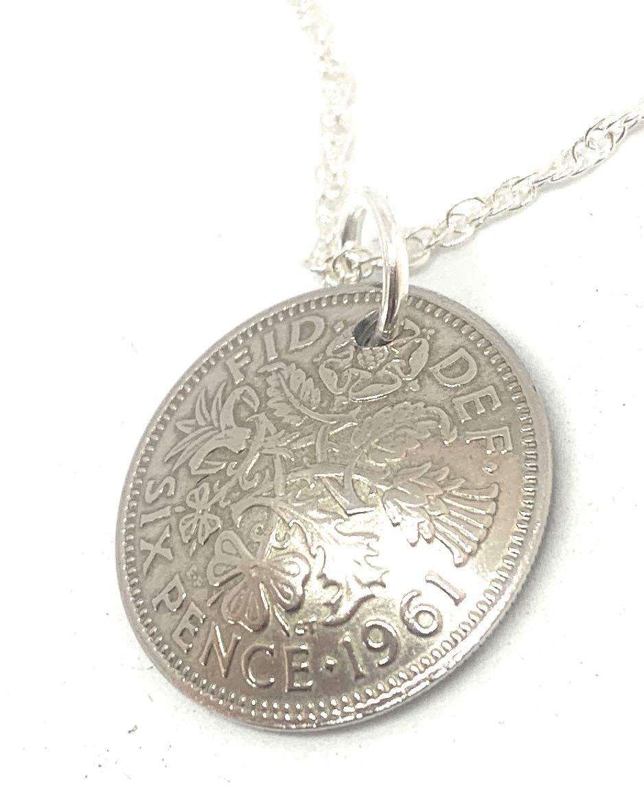 OCC Old Coin Cufflinks Domed Pendant 1961 Lucky sixpence 65th Birthday plus a Sterling Silver 18in Chain