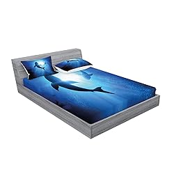 Ambesonne Shark Fitted Sheet & Pillow Sham
