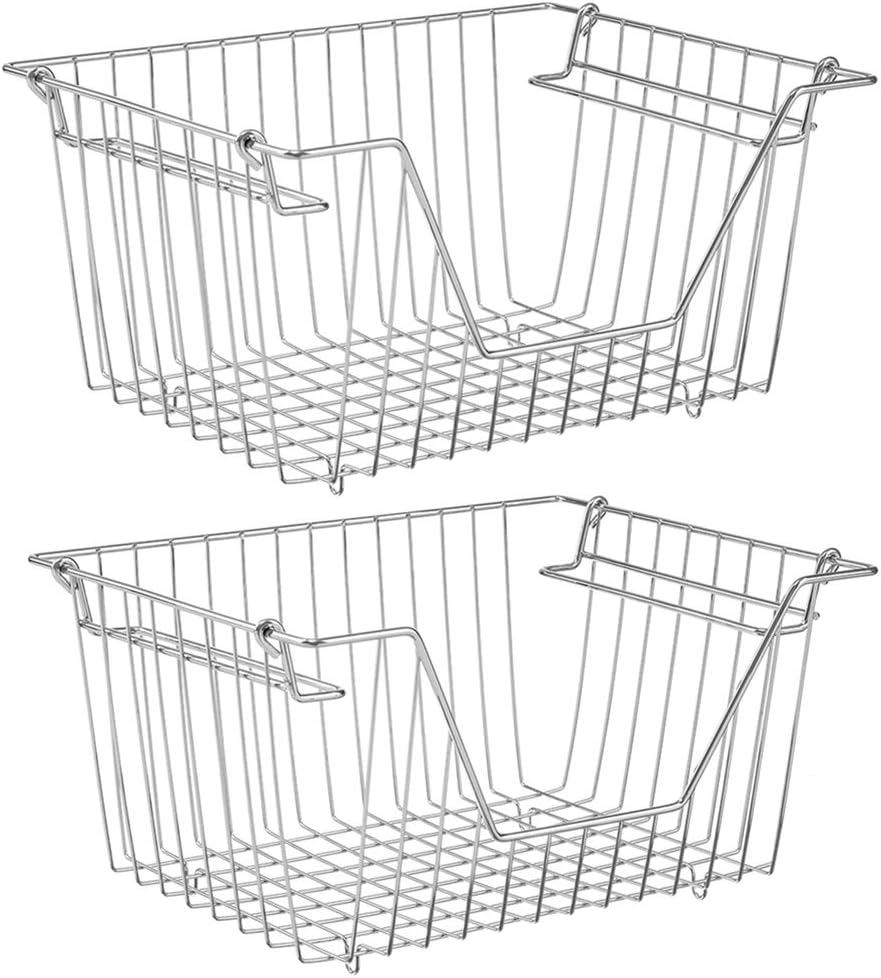 SANNO Stacking Basket Bin Pantry Freezer Storage Baskets