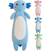 Kekeso Long Axolotl Stuffed Animal Salamander Plush Pillow, Soft Axolotl Plush Toy for Boys Girls Gifts for Christmas (Blue, 65cm/25.59inch)