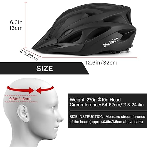 Bike Helmet, Adult Bicycle Helmet Adjustable Size, Mountain Bike
