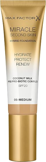 Max Factor Miracle Second Skin Hydrating Foundation 05 Medium 30ml