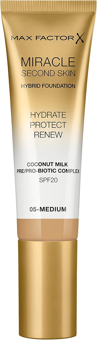 Max Factor Miracle Second Skin Hydrating Foundation 05 Medium 30ml