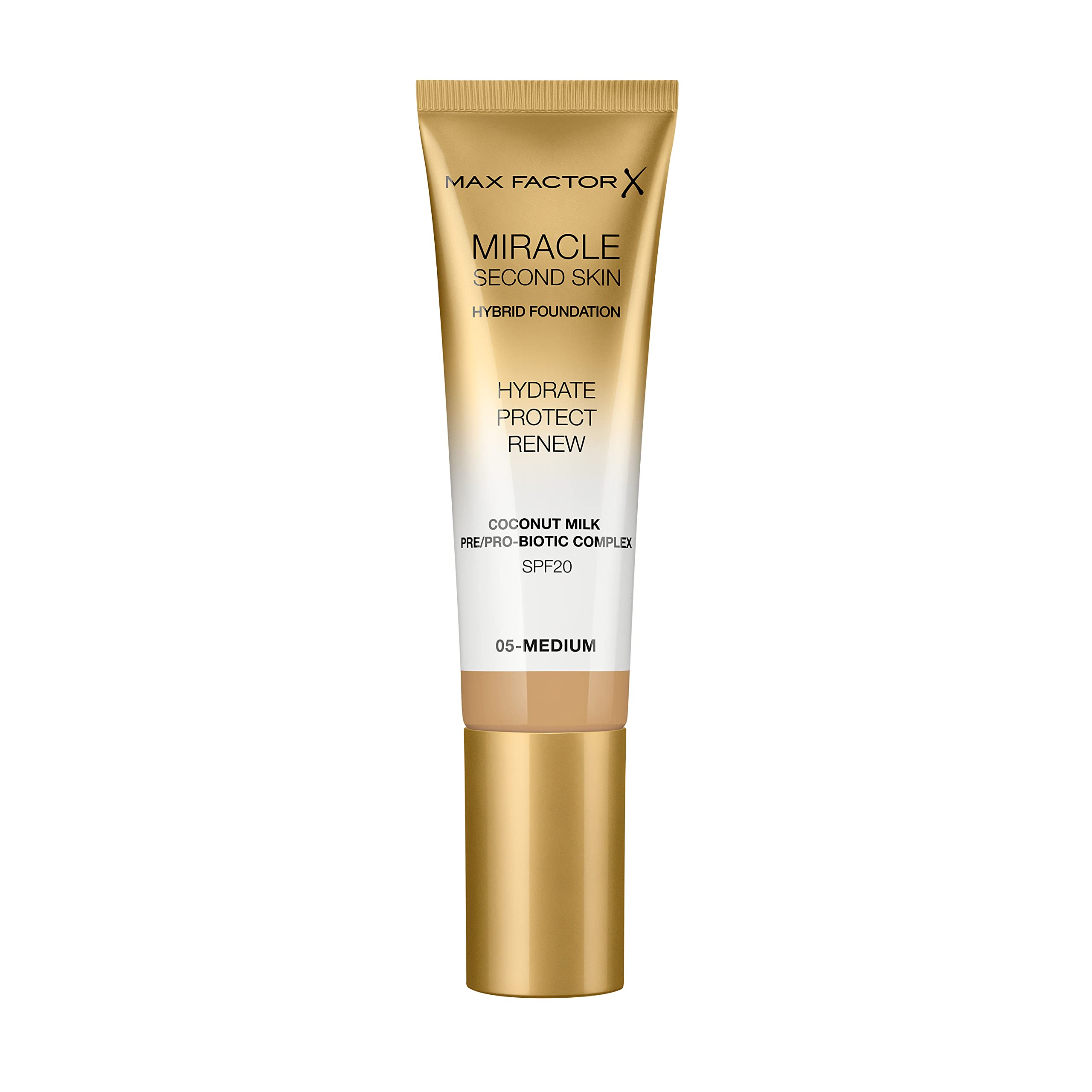 Max Factor Miracle Second Skin Hydrating Foundation, 05-medium - 30 ml