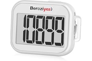 BEROZIYESI 3D Pedometer for Walking, Simple Step Counter for Walking with Removable Clip and Lanyard, Accurate Pedometers for Steps, Step Tracker with Large Display for Men Women and Kids (White)