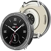 EasEasy 2 in 1 Compatible for Amazfit Active 2 Case 44mm, Anti-Scratch & Shockproof Watch Metal Bezel with Full Protection PC Back Cover for Amazfit Active 2 Round Protective Case-Dark Grey