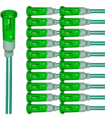 10 Spie Luminose Rosse Uxcell AC220V - Montaggio Da 7mm - Indicatori Rotondo Con Luce Rossa