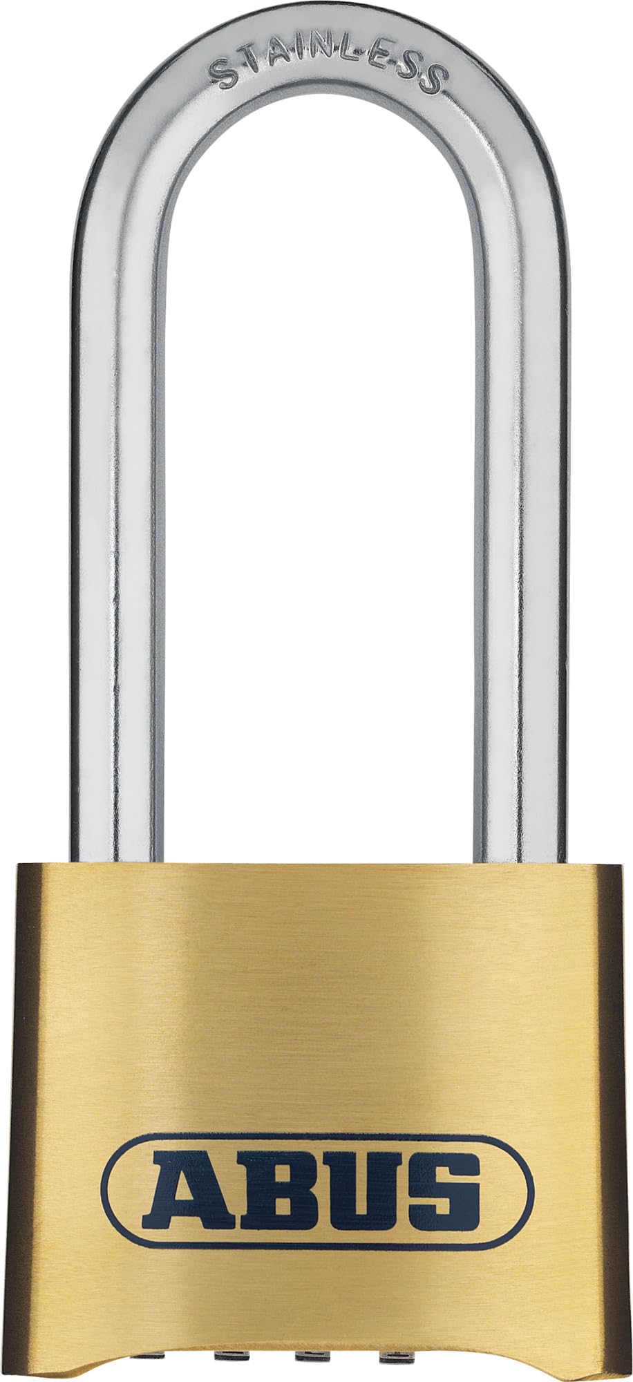 ABUS Combination Padlock 180IB/50HB63 with 4 Digit Code - Padlock with high Stainless Steel Shackle - Weatherproof - Ideal for Indoor and Outdoor - ABUS Security Level 5 - Brass
