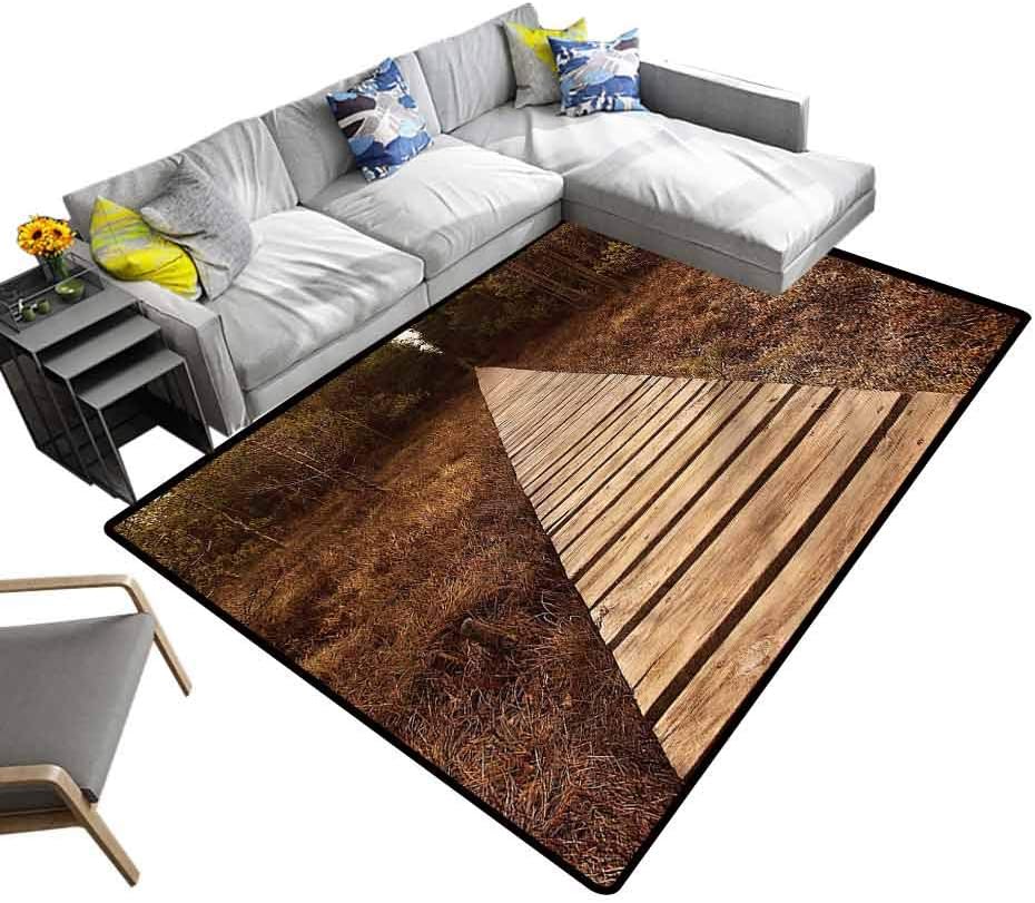 Landscape, Home Decor Carpet Wooden Path Adventure Christmas Thanksgiving Holiday Decor Rug Sturdy, Skid-Proof, 4'x 6'