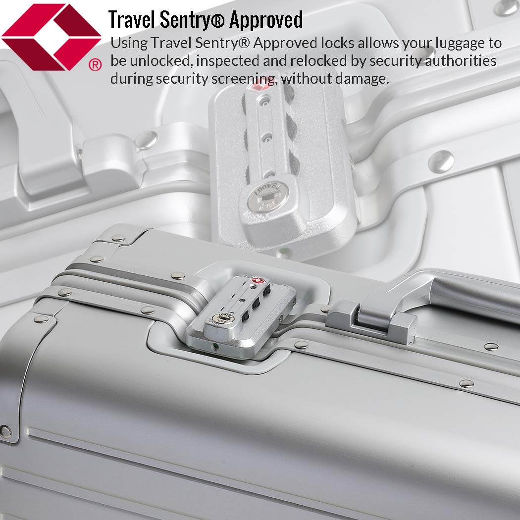 Sindermore 20-inch Aluminum Carry-On Suitcase: Silver - Full Metal Shell - Crush-Resistant & Burst-Proof, TSA Lock & Spinner Wheels for Business Travel - Men Women