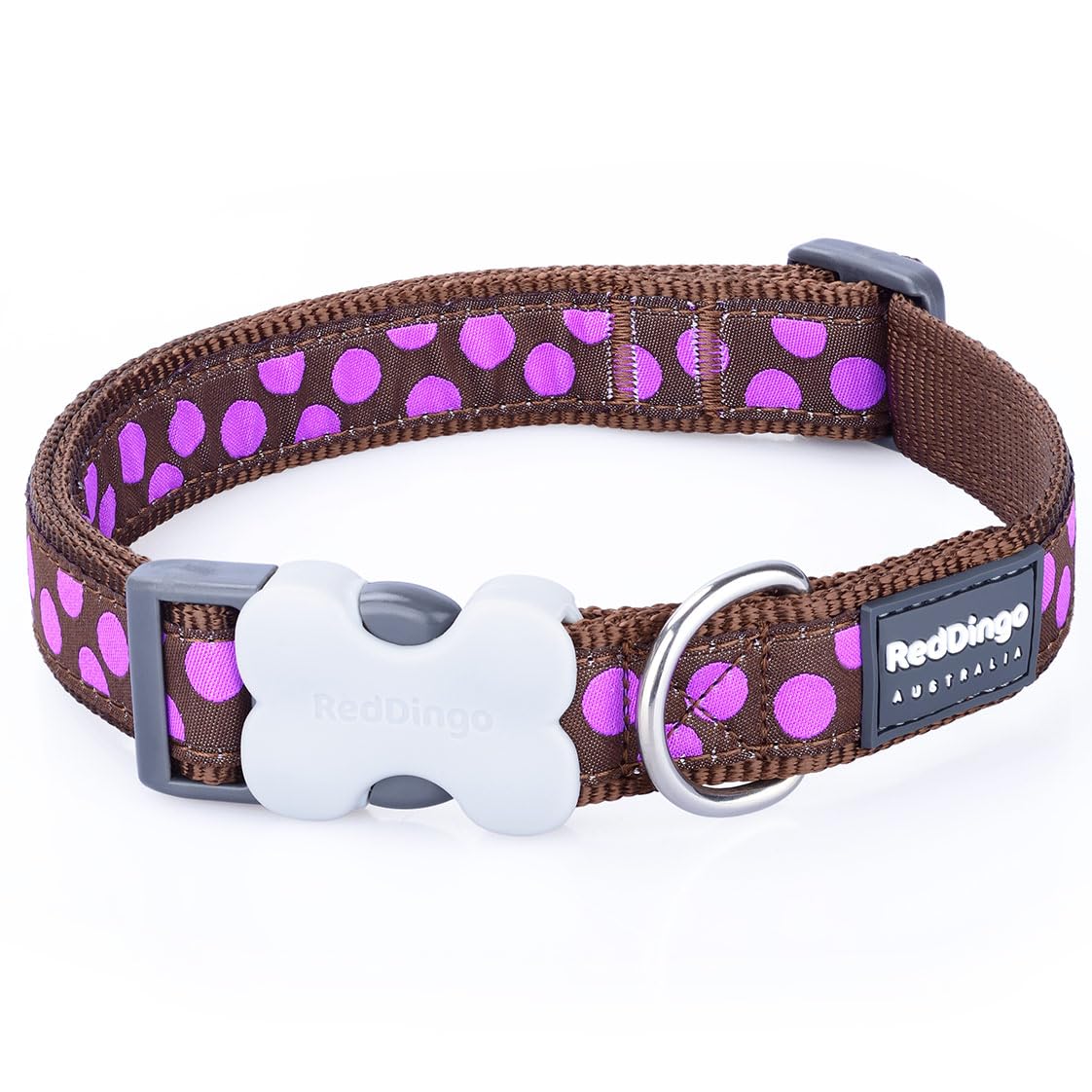 Red Dingo Dog Collar 15ml Purple Spots on Brown