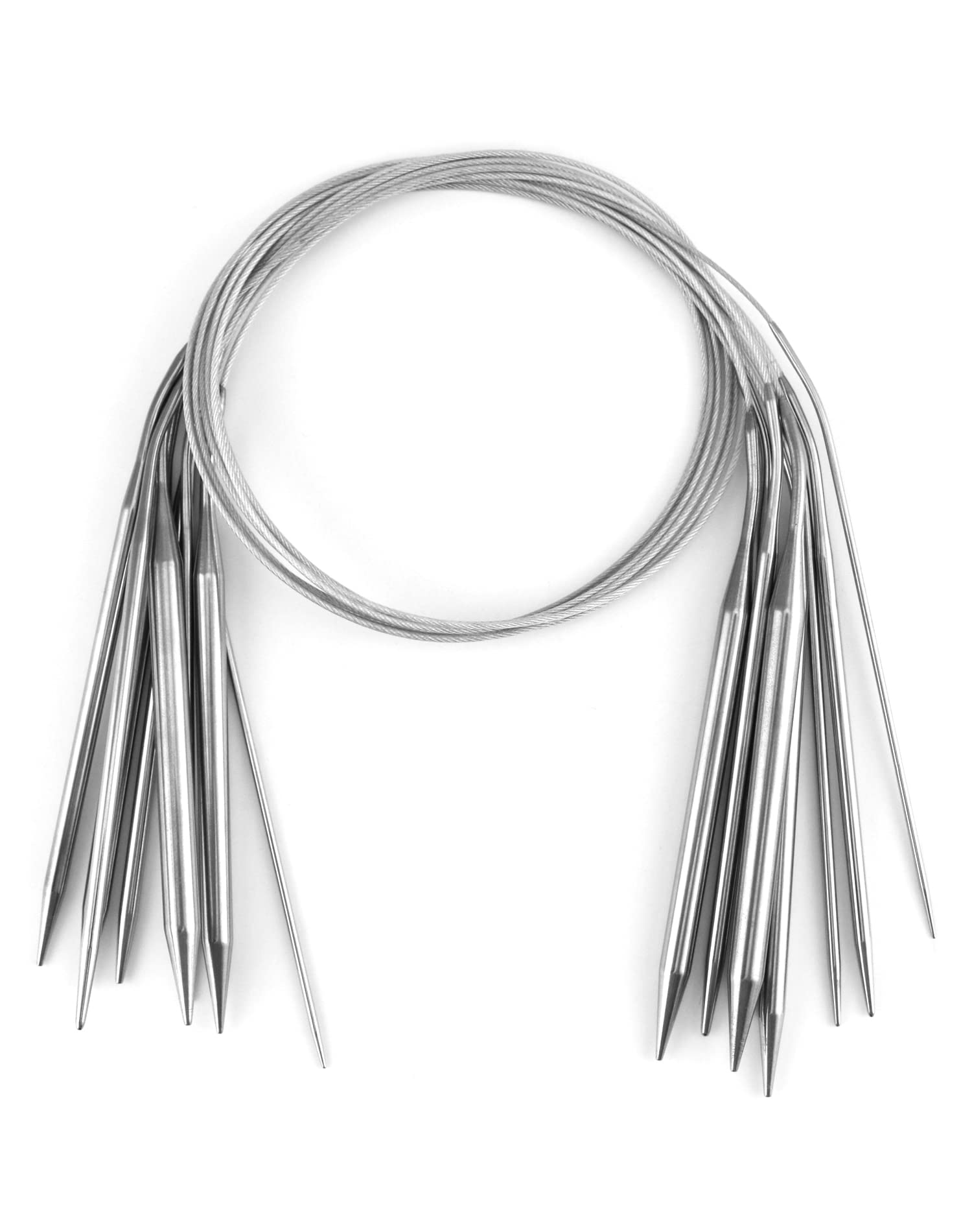 QWORK® 8 Piece Circular Knitting Needles, Stainless Steel, 80 cm Long Yarn Needles for Knitting Projects, 2 mm, 3 mm, 4 mm, 4.5 mm, 5 mm, 6 mm, 7 mm, 8 mm