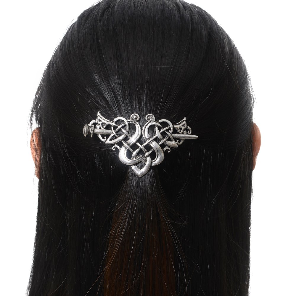 Viking Celtic Hair Sticks Hairpin Viking Hair Clip Men Antique Silver Hair Sticks Hairpin Triangle Clips For Long Hair Stick Slide Irish Hair Accessories Celtic Knot Hair Pin Viking Jewelry Women Hair Jewelry
