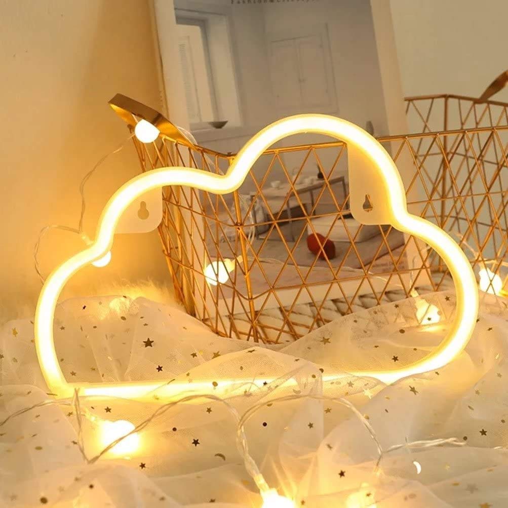 LDGJ Cloud Light Neon Signs Neon Lights for Wall Decor,USB or Battery LED Signs for Bedroom, Decorative Neon Light Sign for Christmas,Birthday Party, Living Room, Girls,Kids Room (Warm White)