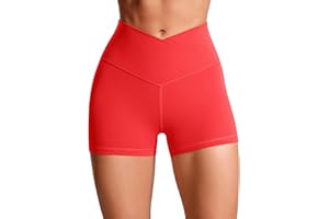 CRZ YOGA Womens Butterluxe Crossover Biker Shorts 3 Inches - Criss Cross High Waisted Workout Yoga Shorts Buttery Soft