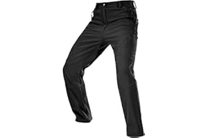 FREE SOLDIER Men's Fleece Lined Outdoor Cargo Hiking Pants Water Repellent Softshell Snow Ski Pants with Zipper Pockets