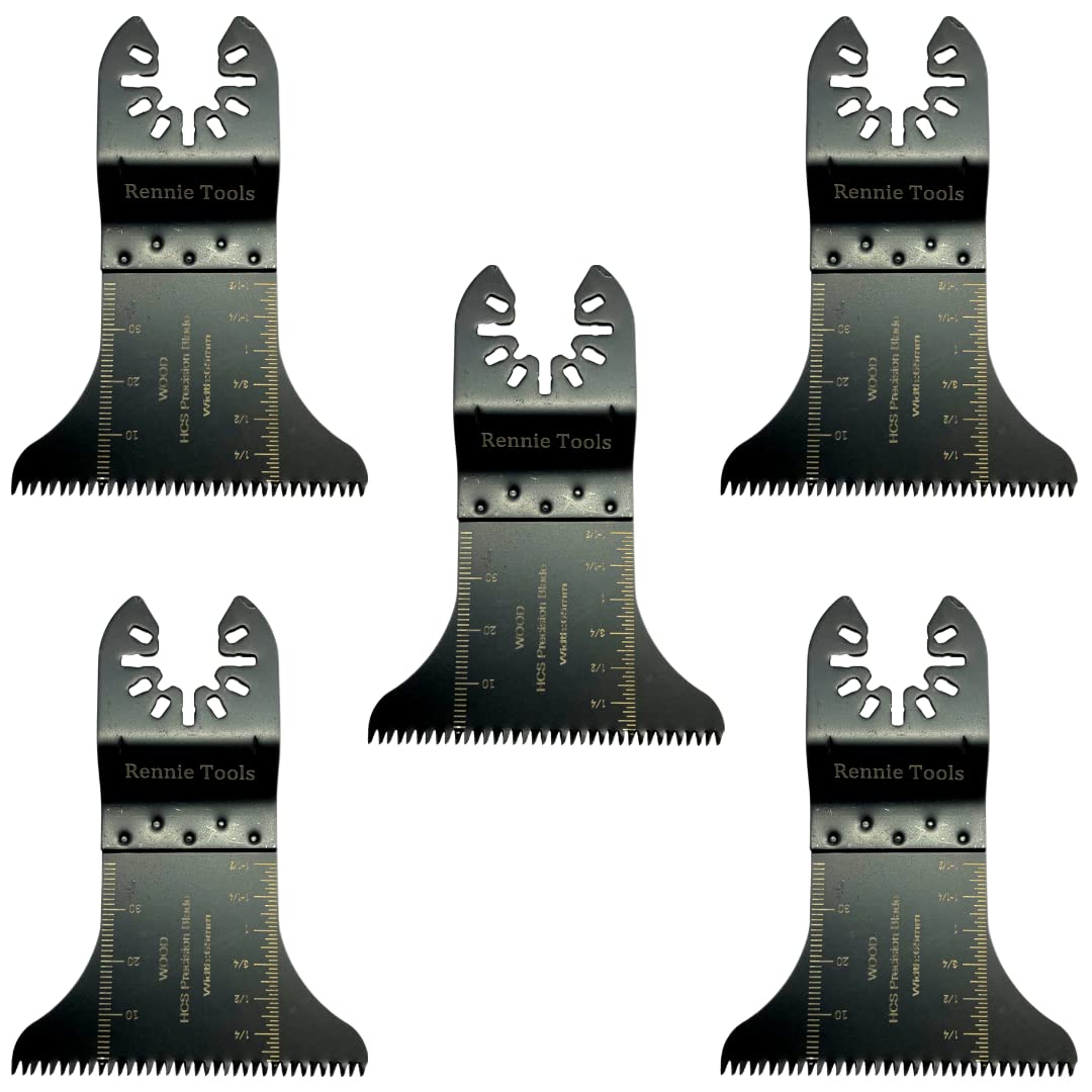 Pack of 5 x 65mm Wide Coarse Oscillating Multi Tool Blades/Wood Cutter Saw Blades Set Compatible with Dremel Fein Multimaster Makita Stanley Worx Dewalt Multi Tool Etc Curved Multitool Blade