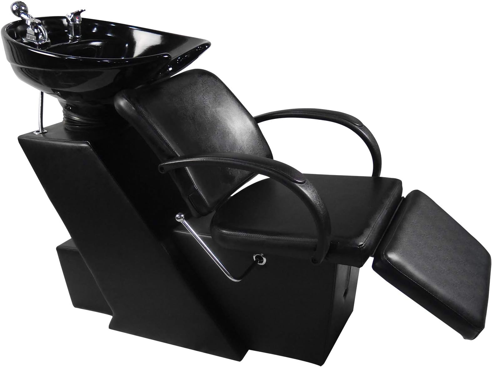 Shampoo Bowl Backwash Barber Shampoo Station W/Adjustable Footrest Ceramic Bowl Unit W/Rubber Headrest Barber Chair All Purpose Hydraulic Recline Barber Chair Salon Beauty Spa Equipment