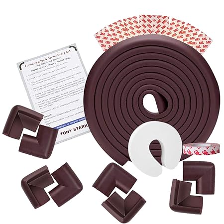 TONY STARK Extra Long Baby Proofing Edge and Corner Guards Extra Long 16.4 ft Edge , 8 Corner Protectors with Tape Child Safety Furniture