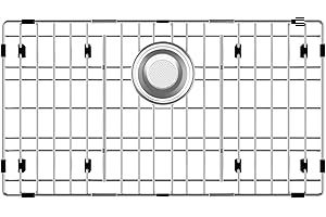 KIKIBRO Sink Protectors for Kitchen Sink, Sink Grate Grid for Bottom of Sink, Metal Sink Rack, Bottom Basin Rack, Stainless Steel, 28.4" x 14.2"