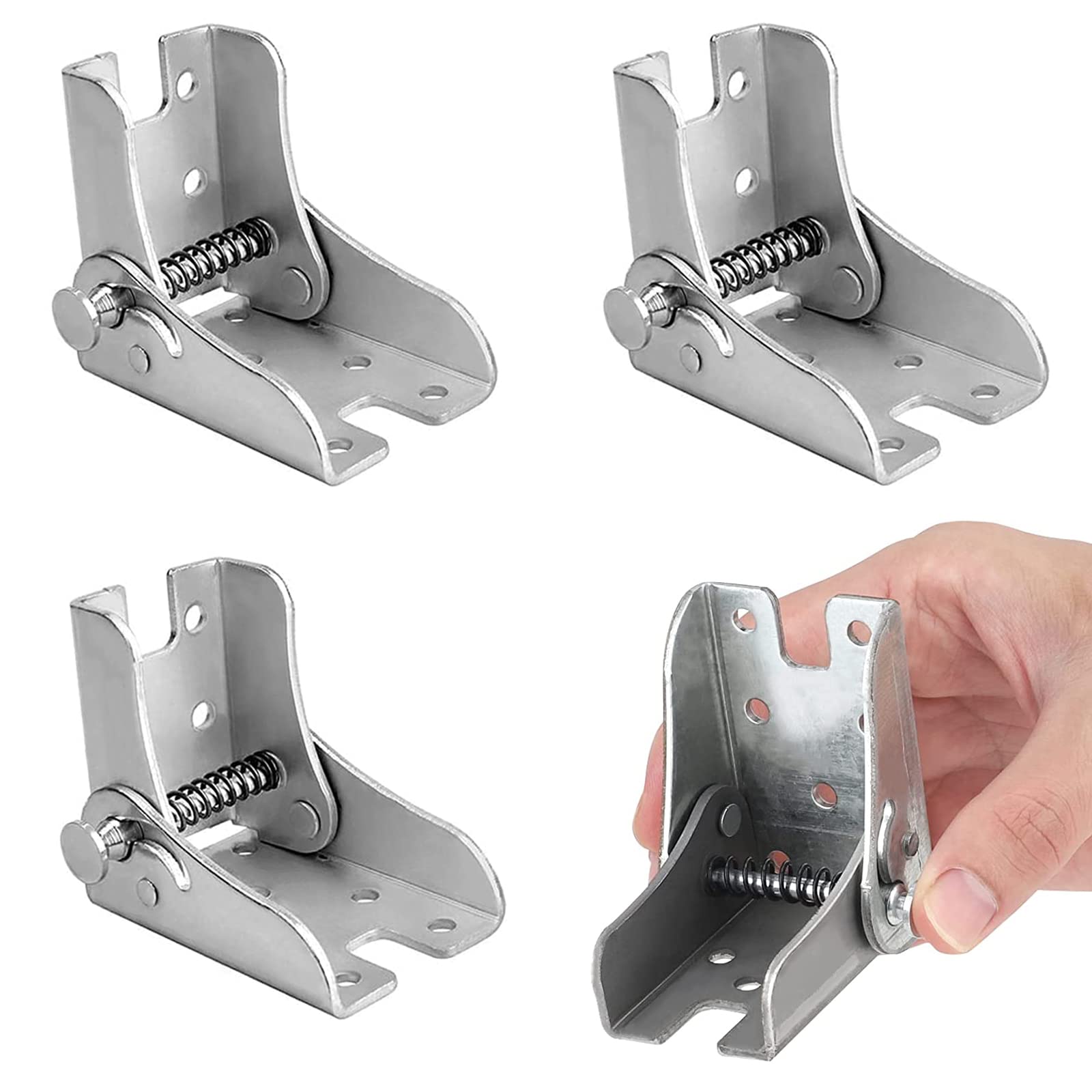 Monsully 4 Pieces 90 Degree Self-Locking Folding Hinge, Folding Legs Support Bracket Table Extension Bracket Table Legs Folding Bracket for DIY Folding Table, Footrest, Stool, Bed, Workbench