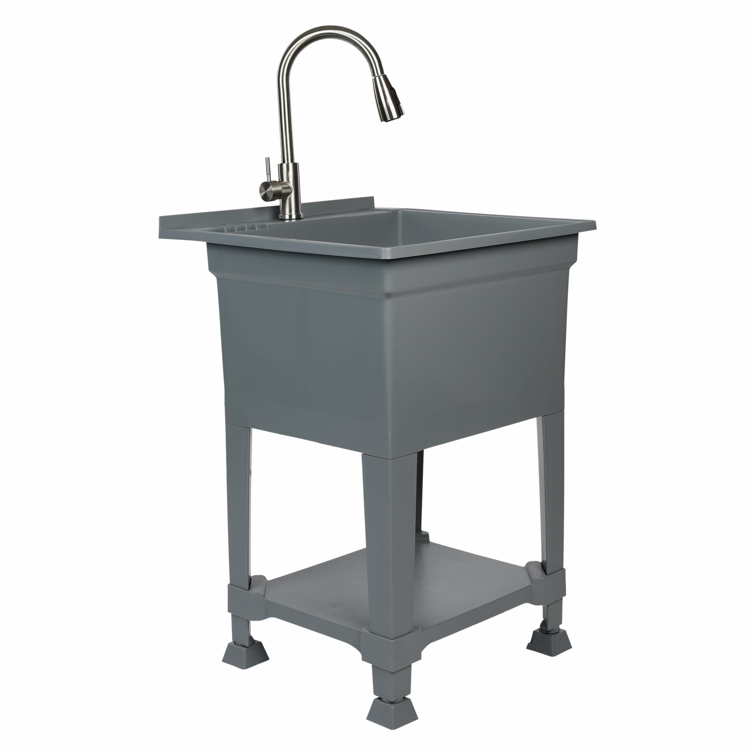 UTILITYSINKS USA-Made Plastic Freestanding 24 in x 24-Inch UtilityTub Heavy Duty Compact Utility Sink Ideal for Workshop, Laundry Room, Garage, Greenhouse, Pet Wash Station (Grey) Image